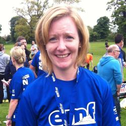 Denise Cranley having just completed the Edinburgh Marathon relay