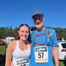 Megan Campbell and her dad at the Six Lakes Marathon