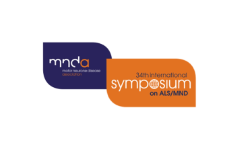 The MND Association's symposium logo n dark blue and orange