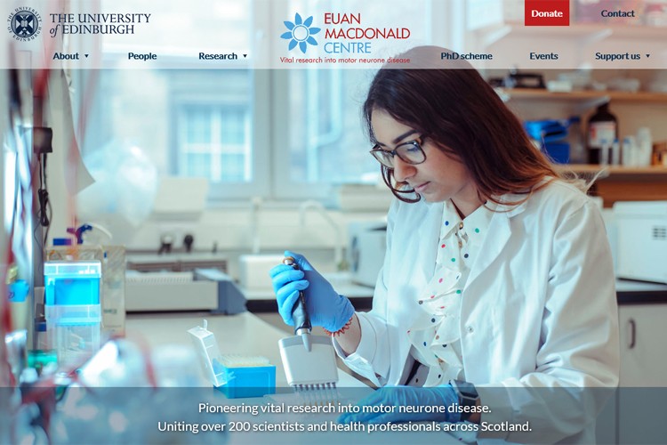 screenshot of the home page of the Euan MacDonald Centre website