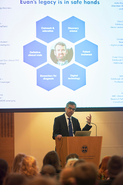 Professor Siddharthan Chandran presenting at Euan's legacy session